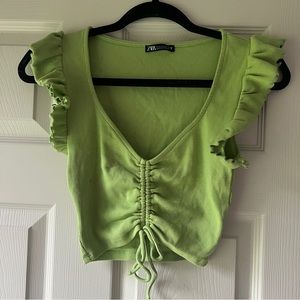 Zara Green Scrunch Top